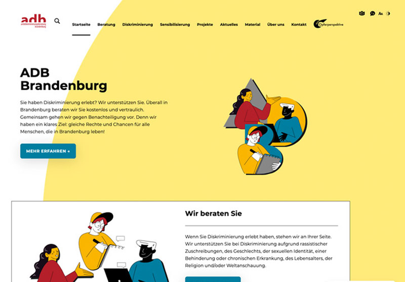 Vorschaubild der Website Antidiskriminierungsberatung Brandenburg